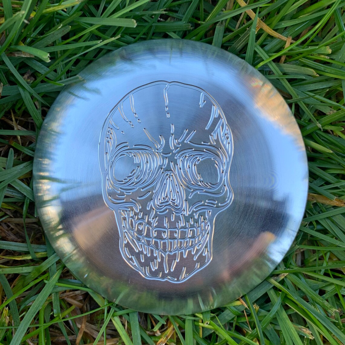 Disc Golf Aluminum Mini Marker Wooden Skull Engraved Etsy