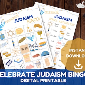 Celebrate Judaism Printable Bingo Game for Kids - Instant Digital Download