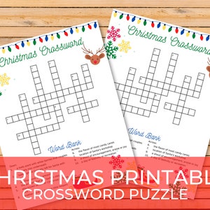 Christmas Crossword Puzzle  - Printable Christmas Game - Instant Digital Download