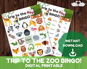 Zoo Bingo - Animal Bingo Game for Kids - Instant Digital Download