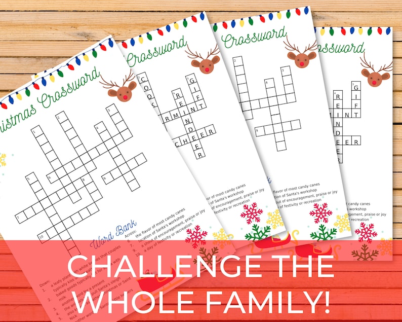 Christmas Crossword Puzzle Printable Christmas Game Instant Digital
