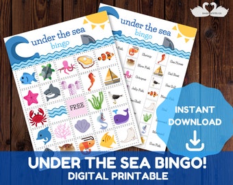 Under the Sea Bingo - Ocean Bingo - Kids Printable Game - Classroom Bingo Game - Instant Digital Download