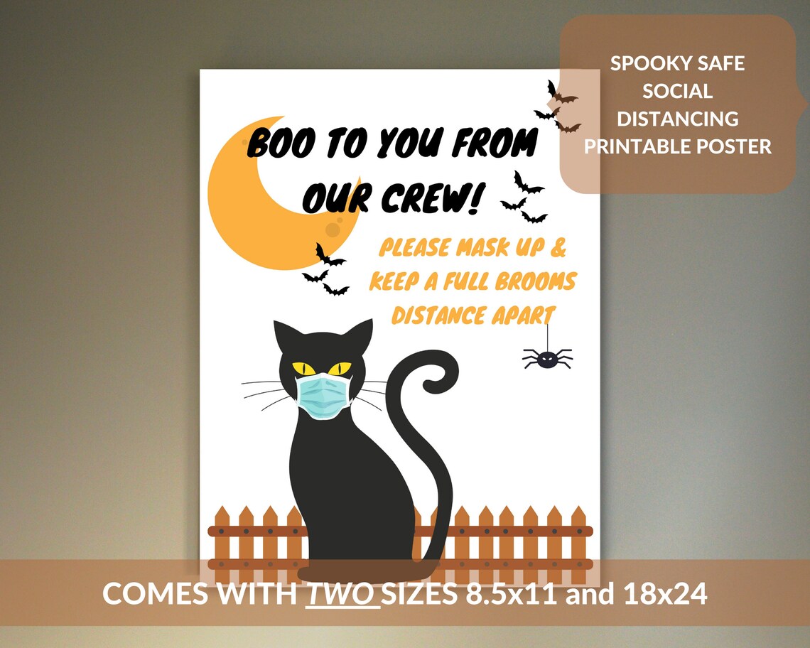 Halloween Decor Printable Spooky Poster Social Distance Etsy