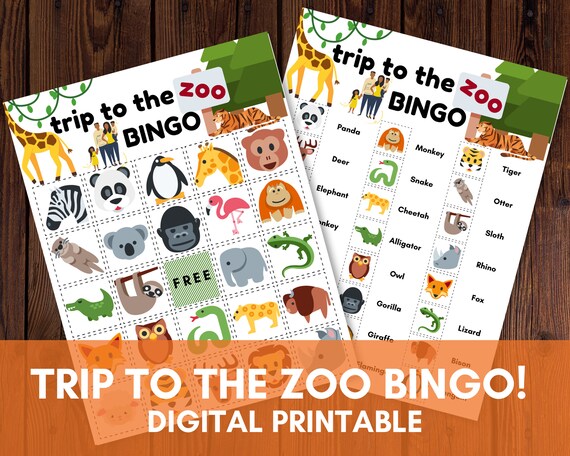 Zoo Bingo  Animal Bingo  Kids Printable Game  Classroom