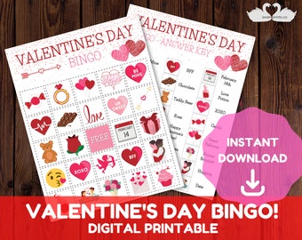 Valentine's Day Bingo - Printable Valentine's Day Bingo Cards - Kids Bingo Game - Instant Digital Download