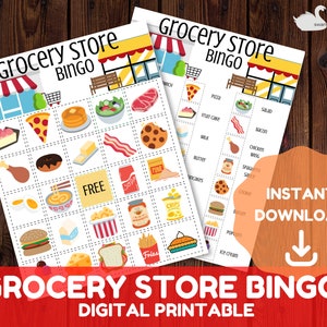 Juego de bingo imprimible en la tienda de comestibles para niños - Descarga digital instantánea