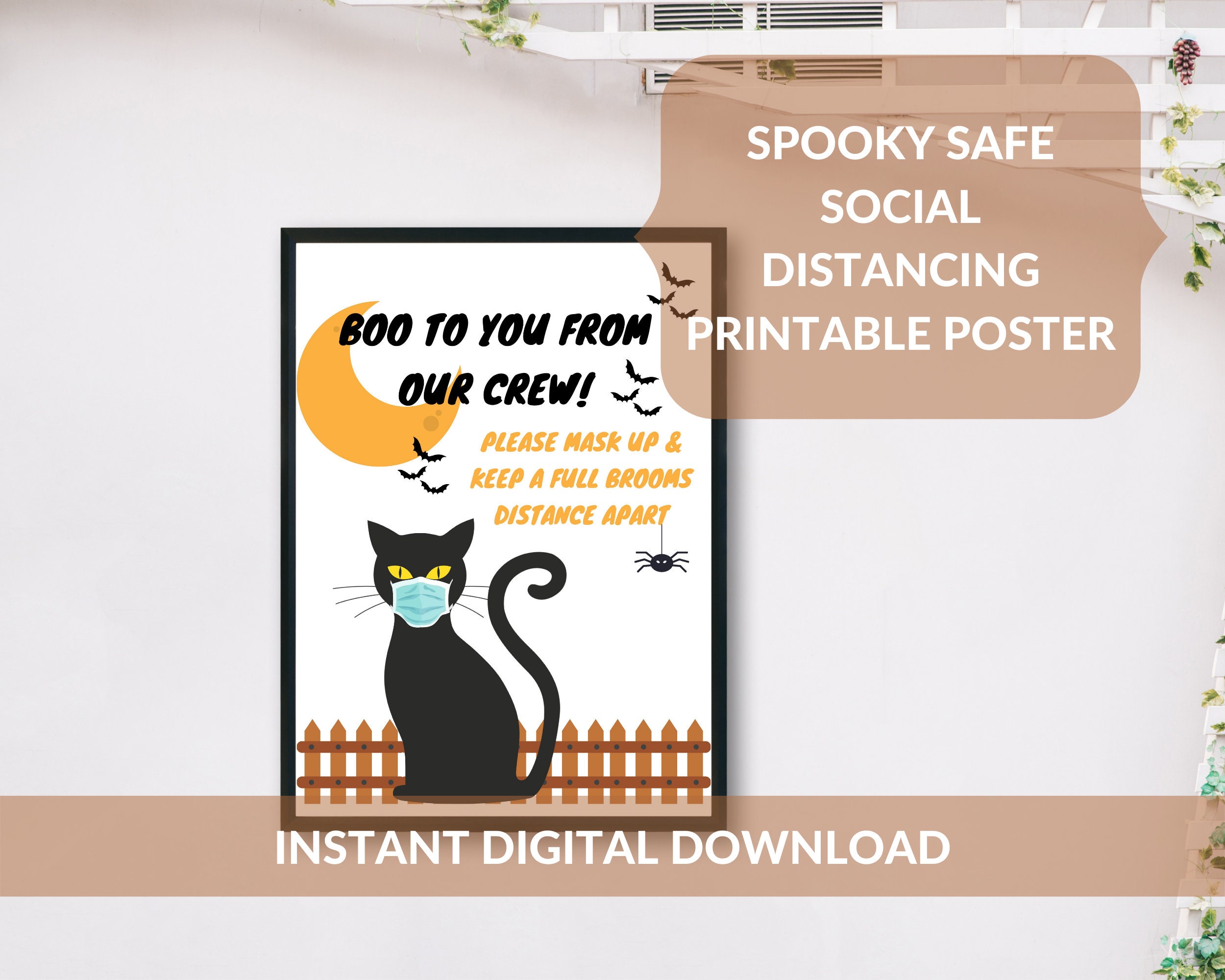 Halloween Decor Printable Spooky Poster Social Distance Etsy