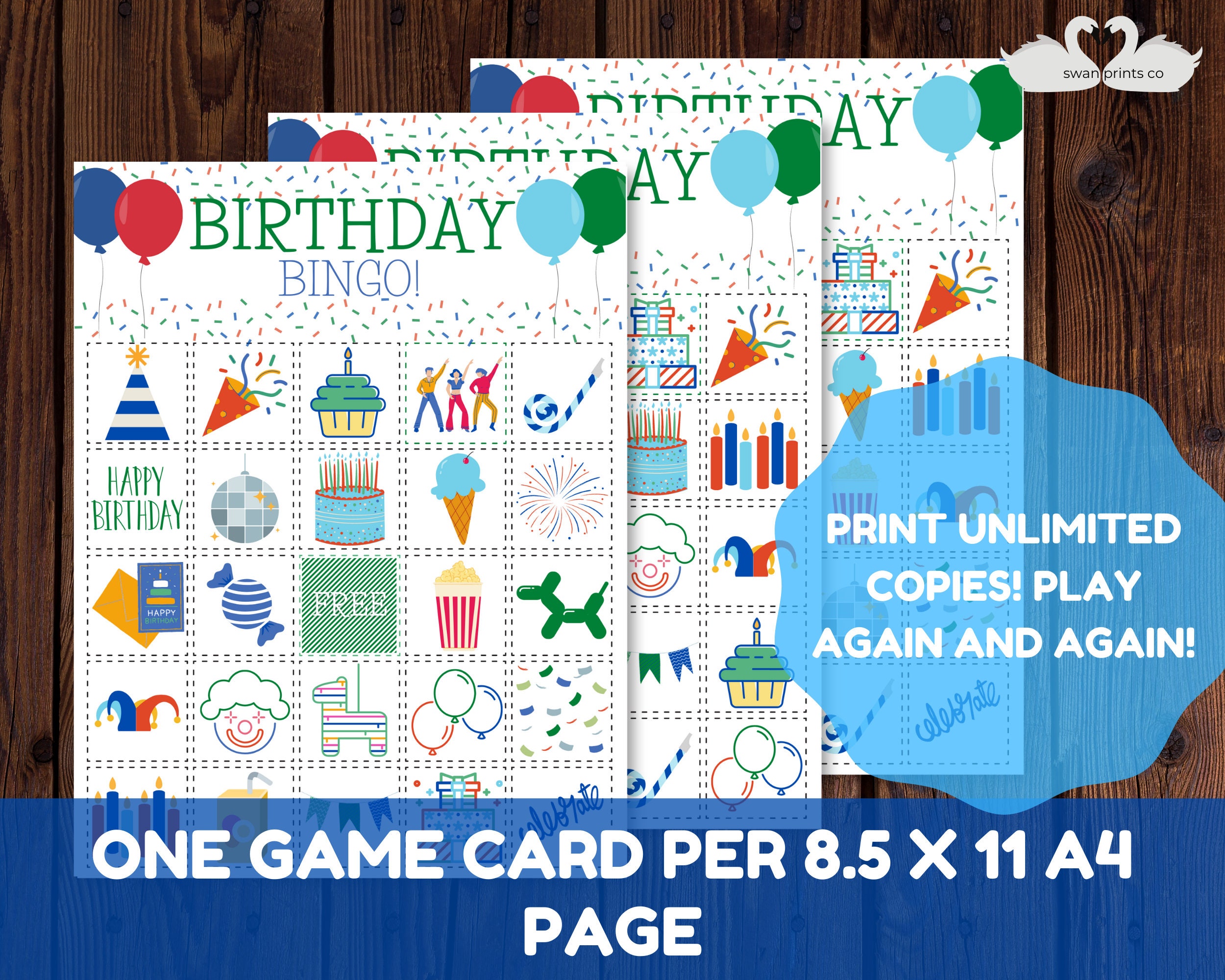 Birthday Bingo - Kids Printable Game - Boys Birthday Party - Instant ...