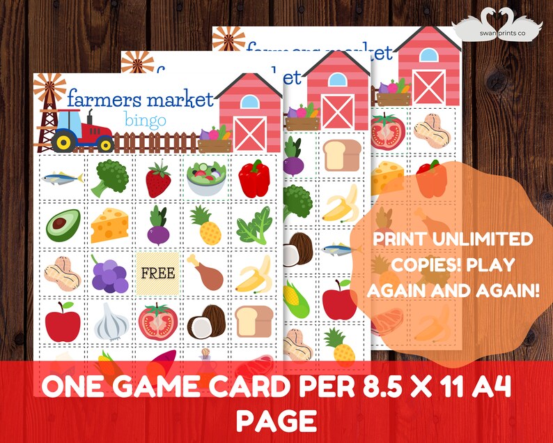 Farmers Market Printable Bingo Game for Kids - Instant Digital Download ...