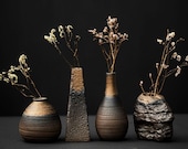 Comptine Pottery Small Vase for Plants, Tabletop Container Decorative Flower Vase (Plants NOT Included)