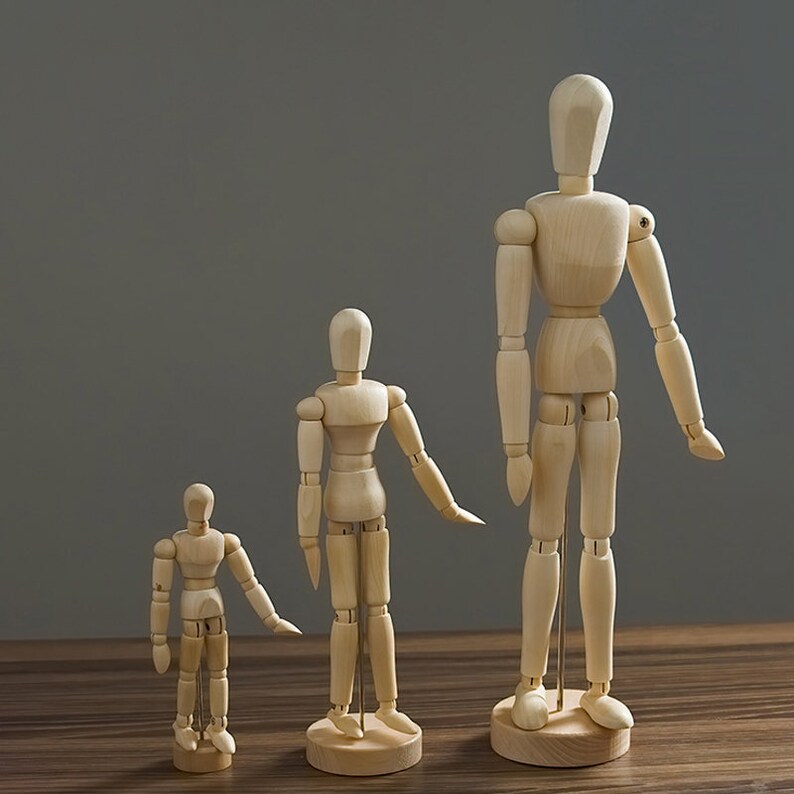Comptine Wooden Manikin Blockhead Set of 3 Wood Artist Figure Etsy