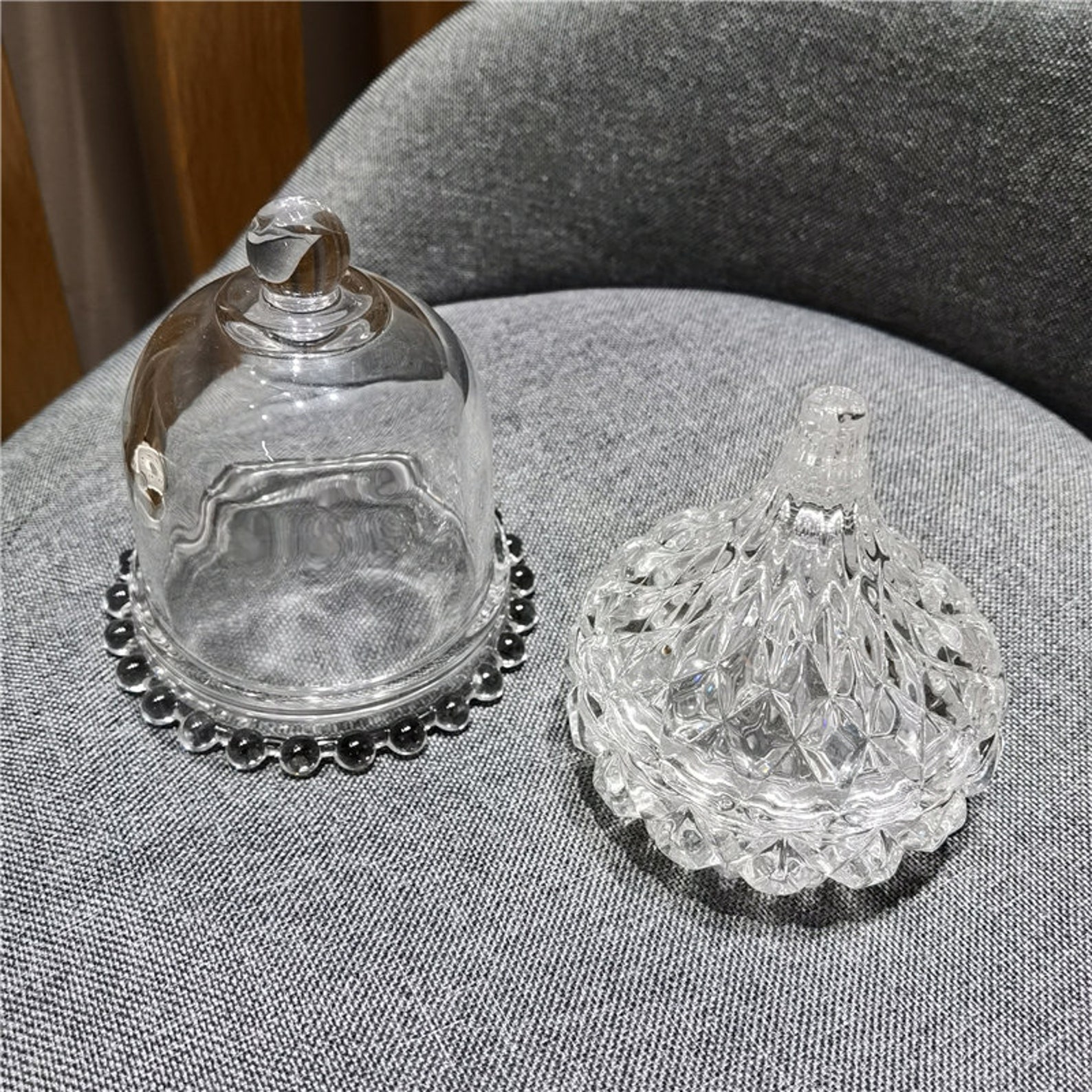 Comptine Crystal Glass Jewelry Box With Glass Cover Mini Sugar Etsy