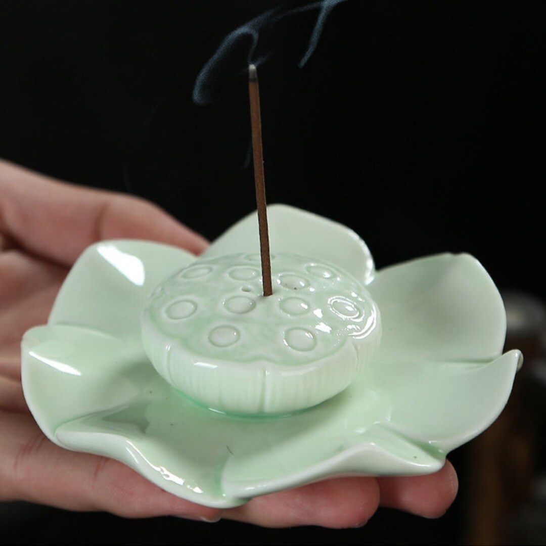 Comptine Ceramic White Lotus Incense Holder Jade Lotus Incense Etsy