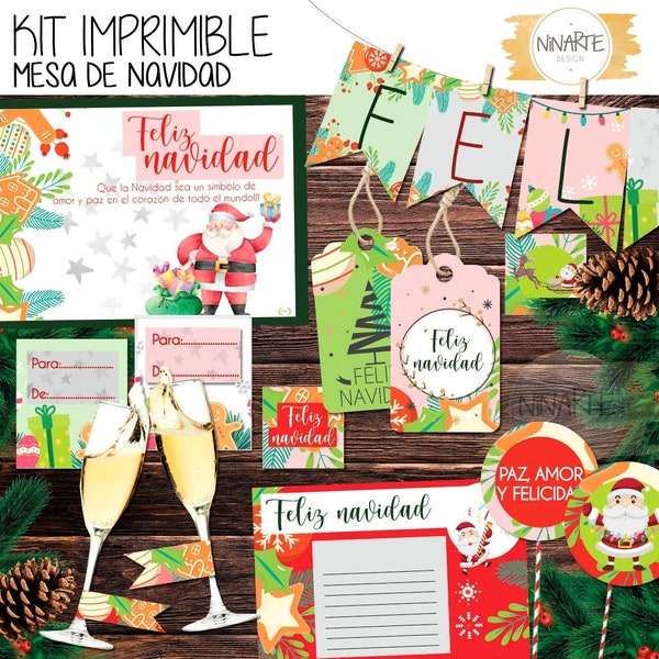 Kit imprimible decora tu navidad etiquetas tags postales individuales