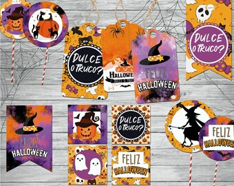 Printable kit halloween labels and tags day of the witches day of the dead