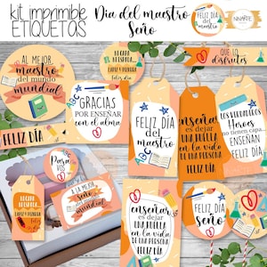 Kit para imprimir para o Dia do Professor, Etiquetas para Cartões Postais para Professores, Adesivos para Presente, PDF para Baixar, Frases para Professores