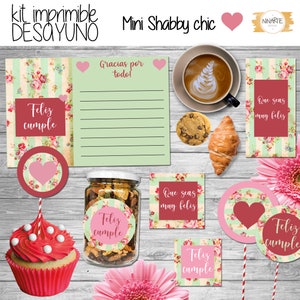 Printable Kit Breakfast Labels Mini Shabby Chic PDF