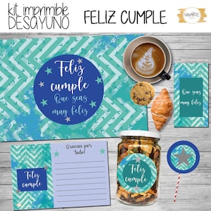 Printable kit Happy Birthday Celeste for breakfast or snack for men