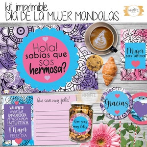 Druckbares Set mit Frühstücksetiketten zum Frauentag, Mandalas