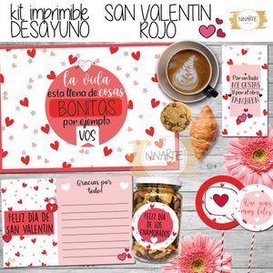 Kit imprimível Dia dos Namorados Dia dos Namorados Etiquetas de café da manhã em PDF