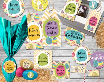 Printable Easter tags color kit