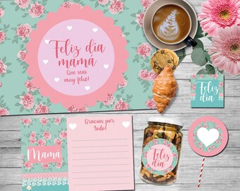 Shabby Mother&#39;s Day printable kit for breakfast or snack