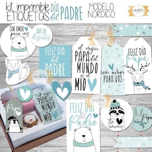 Kit de etiquetas nórdicas para impressão do Dia dos Pais