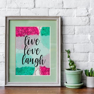 Printable Mandalas Poster 8X10&quot; - &quot;live, love, laugh&quot;