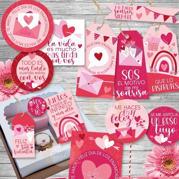 Kit imprimible etiquetas san valentin dia de los enamorados amor