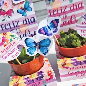 Kit de porta-vasos de flores para impressão para o dia das mães