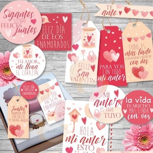 Druckbares Set Valentinstag-Aquarell-Valentinstag-Etiketten