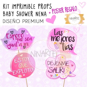 Rekwizyty Photo Booth Baby shower dziewczyna Kobieta PDF Plakaty Zwroty