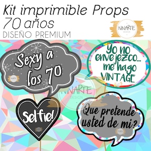 Props Photo booth Feliz cumple 70 años carteles frases