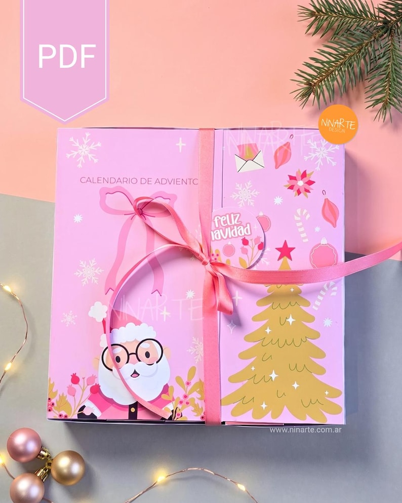 Printable Pink Advent Calendar Template, 25 Days, Surprise Gift Boxes ...