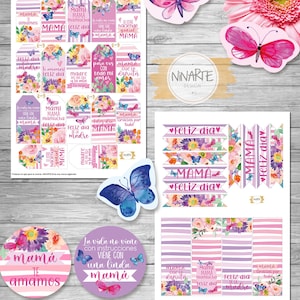 Kit imprimible dia de la madre mariposas y flores