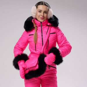 Bright ski suit, Womens winter activewear, Ski suit with bag and mitten, Winter snowsuit, Gift for skier