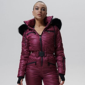 Last Size XXXL Burgundy Ski Suit for Women Warm Snow Suit Winter Clothes Gift for Skier Sister Birthday Gift Ideas