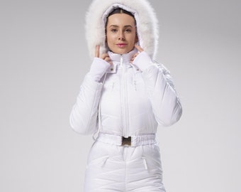 White Ski Suit for Women One-Piece Ski Suit for Women Winter Clothes Gift for Skier Sister Birthday Gift Ideas