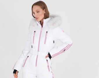 Tuta da sci da donna bianca Tuta da sci Abbigliamento da donna invernale Tuta calda da donna Abbigliamento sportivo invernale Regalo per sciatore Idee regalo per il compleanno della sorella