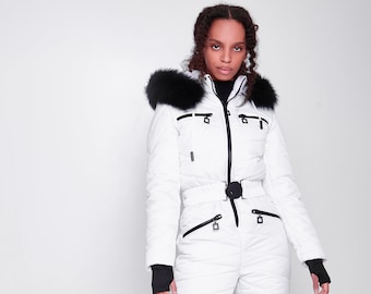 White ski suit for women Snowsuit One piece ski suit Warm snow suit