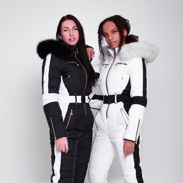 Dames sneeuwpak Wit dames skipak Zwart skipak Warme jumpsuit dames Winter activewear Cadeau voor skiër Zus verjaardagscadeau-ideeën