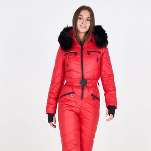 Red Ski Suit for Women Ski Jumpsuit Womens Snowsuit One Piece Ski Suit ...