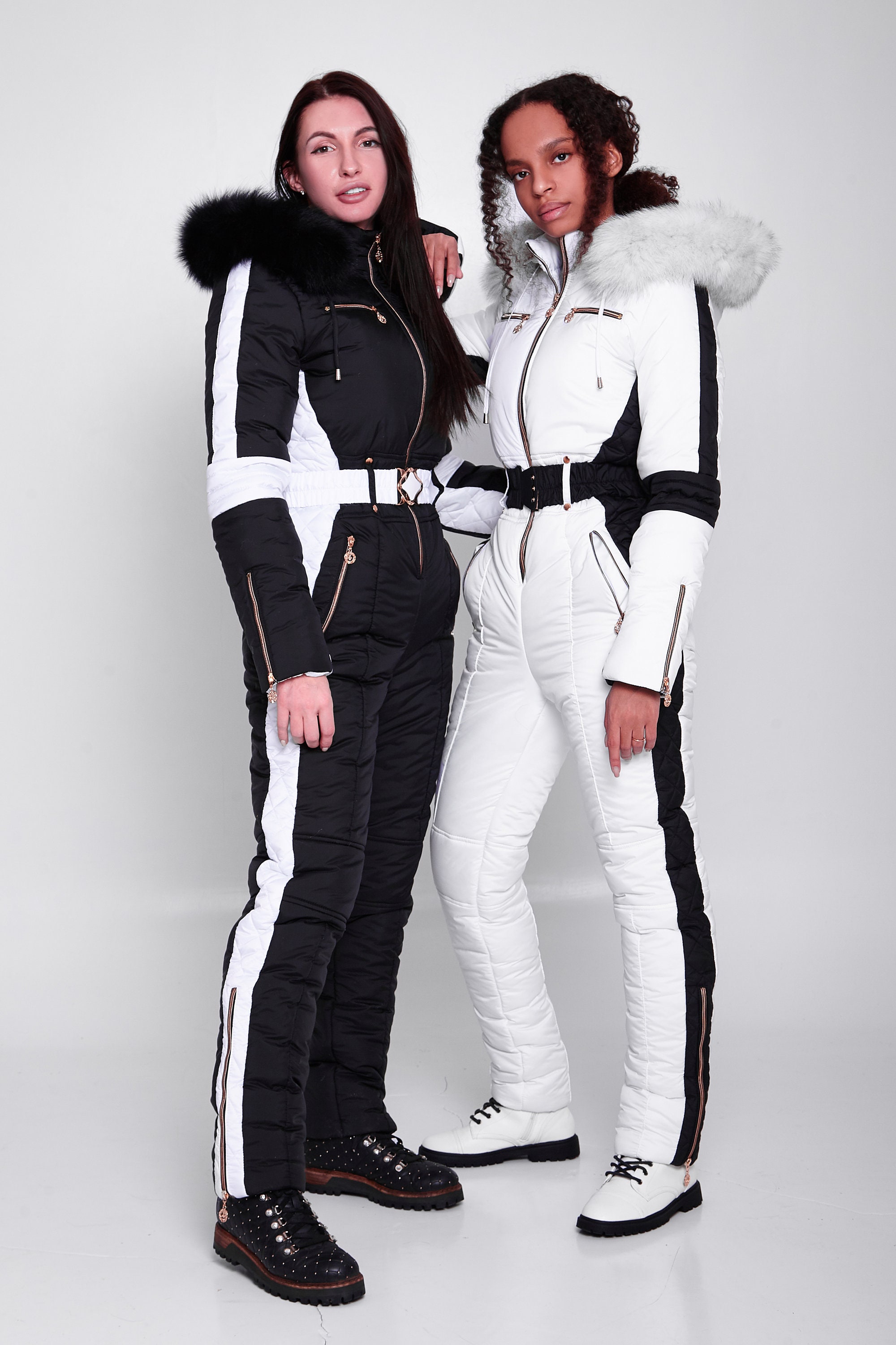 White womens ski suit Winter womens snowsuit Warm jumpsuit Etsy