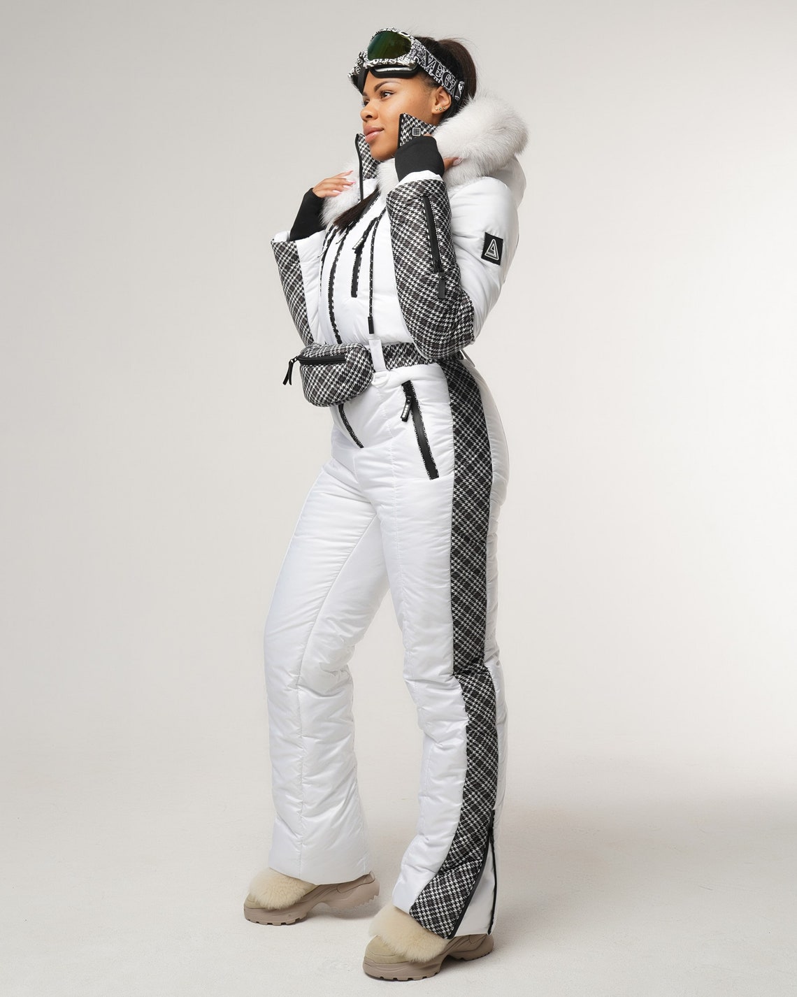 White Ski Suit With Print Womens Snowsuit Ski Jumpsuit Ski Etsy