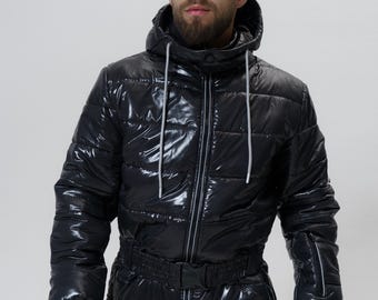 Black Ski Suit for Men One Piece Ski Suit Ski Jumpsuit for Men