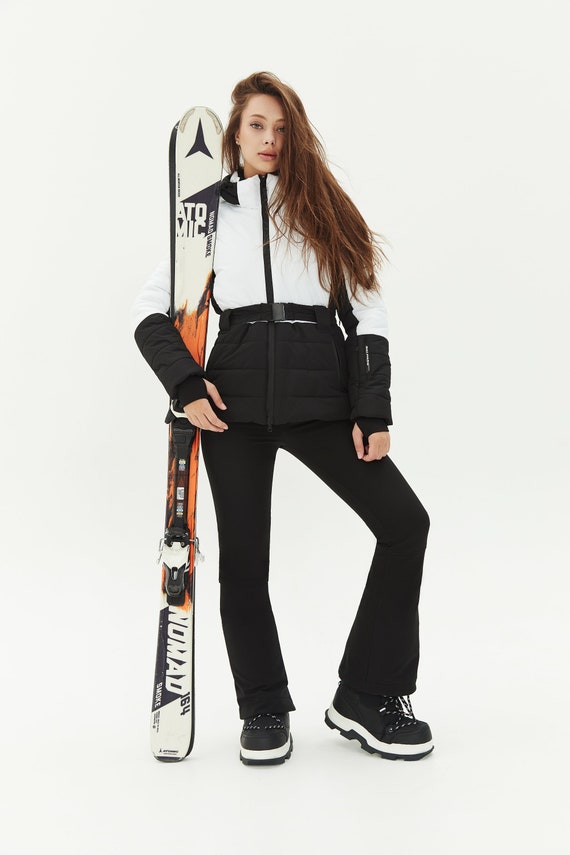 Black and White Ski Suit Womens Ski Jacket and Pants Ski Jacket