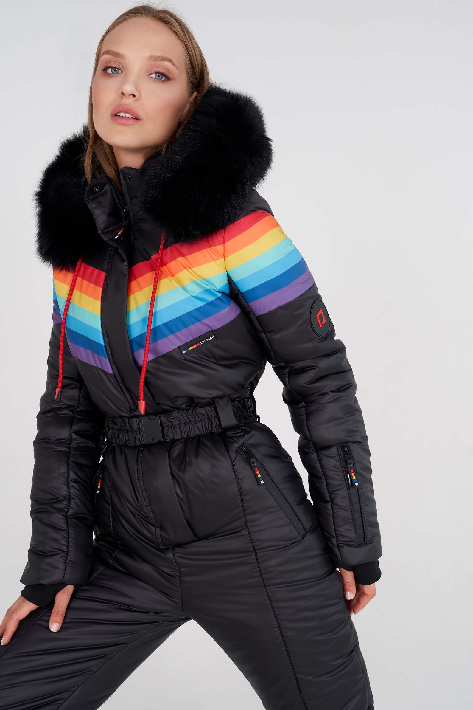 Womens Ski Suit Wiht Rainbow Black Womens Ski Suit Warm Etsy