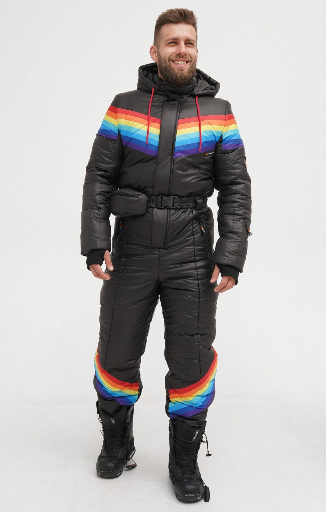 Ski Jumpsuit With Rainbow for Men Men's Winter Jumpsuit Ski Suit