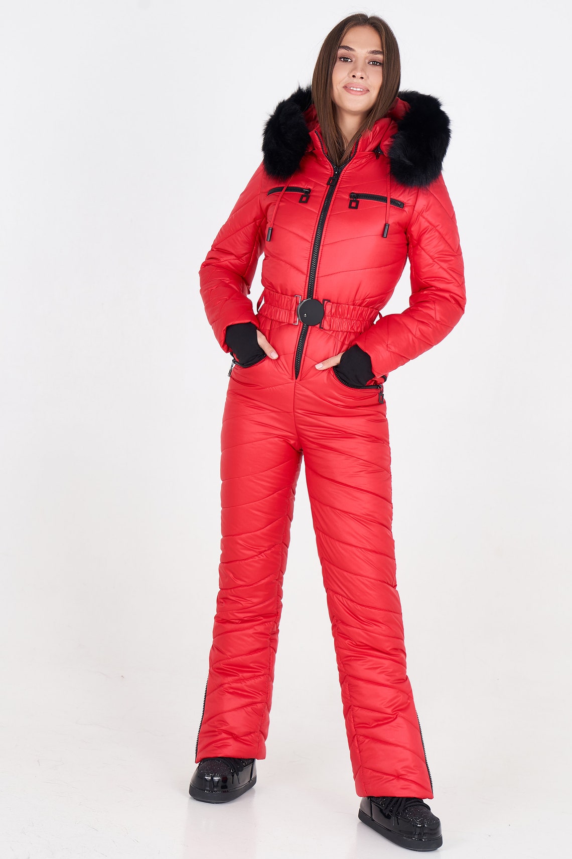 Red Ski Suit for Women Ski Jumpsuit Womens Snowsuit One Piece - Etsy