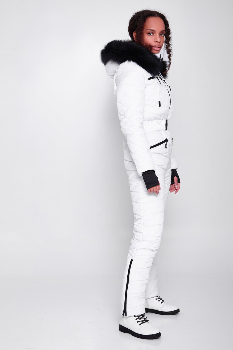White ski suit for women Snowsuit One piece ski suit Warm snow Etsy